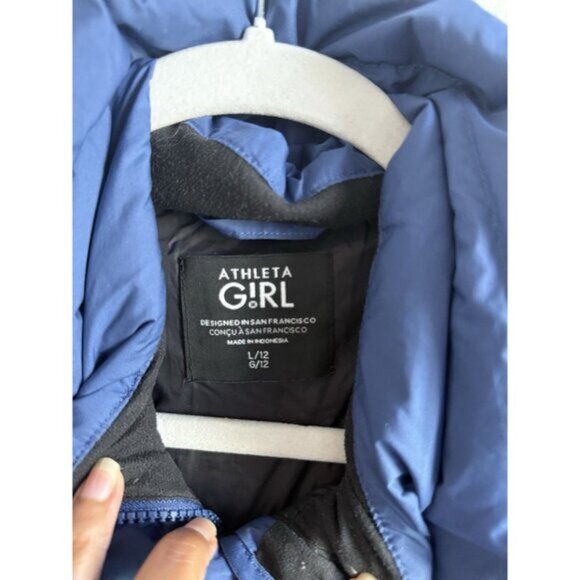Athleta Girl‎ Sleigh All Day Down Puff Jacket In Damask Blue Size L/12 Winter - Picture 7 of 16